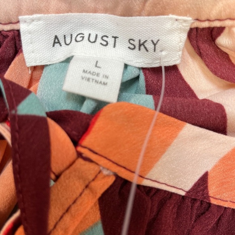 August Sky for Anthropologie Bright Abstract Print‎ Long Sleeve Blouse Size L - Picture 2 of 5